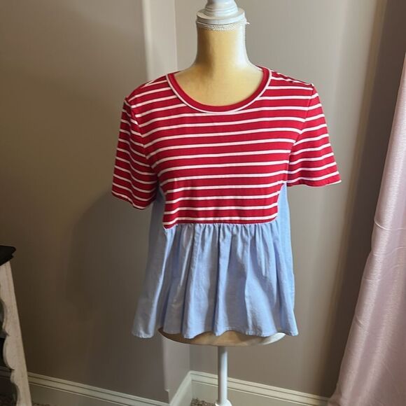 GUC Anthropologie Elias Striped Short Sleeve
Peplum Top (size Small) - Picture 7 of 8